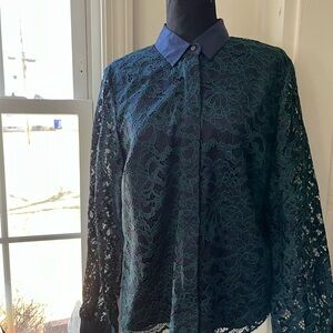 J.Crew blue and green lace top perfect for spring size 12 new with tags